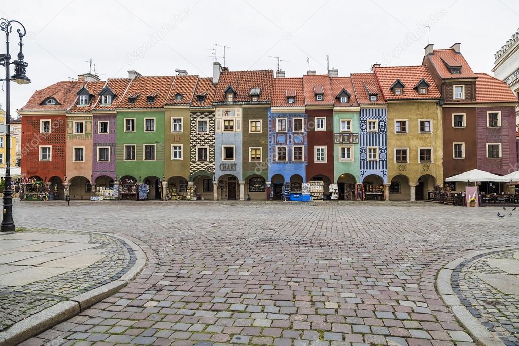 A row of houses from the 16th century at the old market of Pozna
