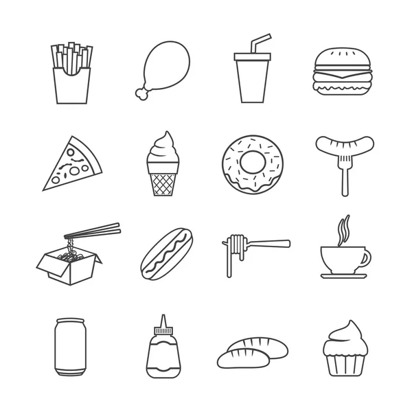 Set van fastfood pictogram — Stockvector