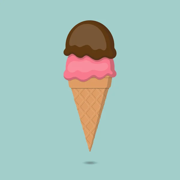 Два шарика мороженого с конусом — стоковый вектор