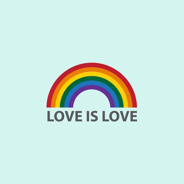 Icono del arco iris con la palabra amor es amor, símbolo de apoyo LGBT — Archivo Imágenes Vectoriales