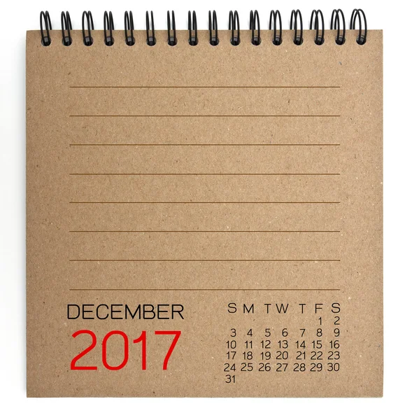 Calendário de 2017 sobre papel de textura marrom — Fotografia de Stock