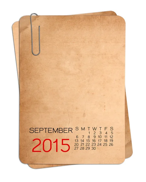 Kalender 2015 auf dem leeren alten Foto mit Büroklammer — Stockfoto