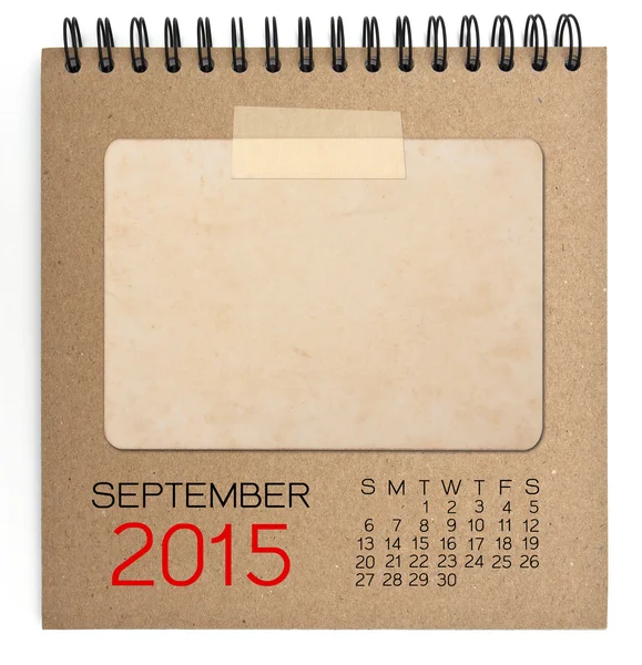 2015 calendario portátil marrón con foto en blanco viejo — Foto de Stock