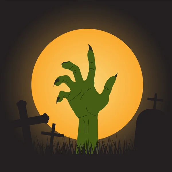 Halloween-Hintergrund, Zombiehand — Stockvektor