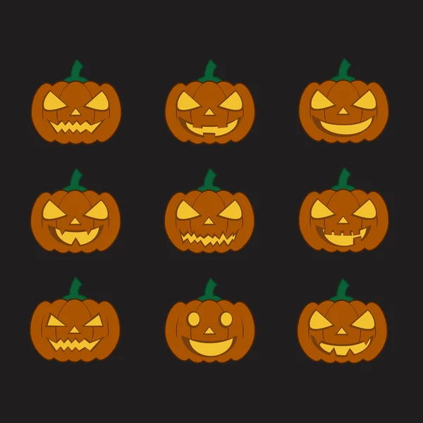 Citrouilles pour Halloween ensemble — Image vectorielle