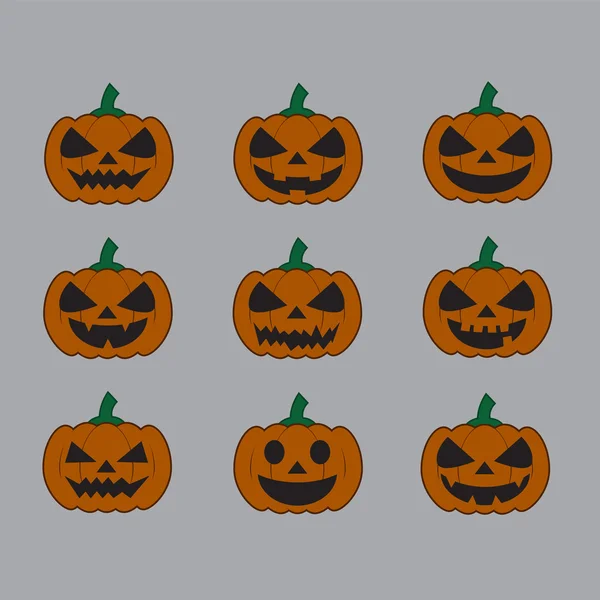 Citrouilles pour Halloween ensemble — Image vectorielle