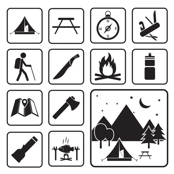 Icono de equipo de camping — Vector de stock