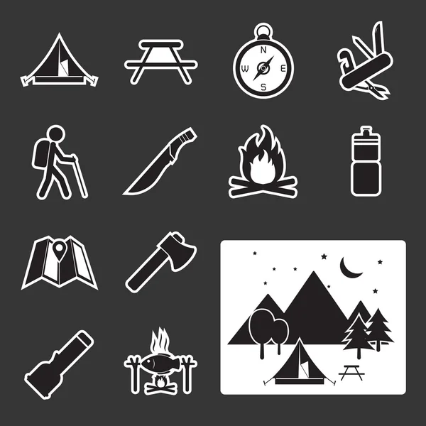 Camping uitrusting pictogram — Stockvector