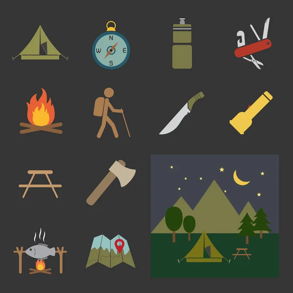 Camping equipment icon — Stock Vector