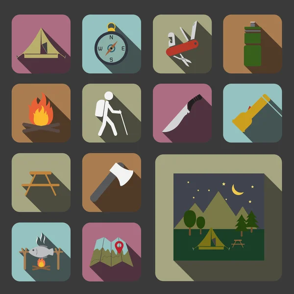 Camping equipment icon — Stock Vector