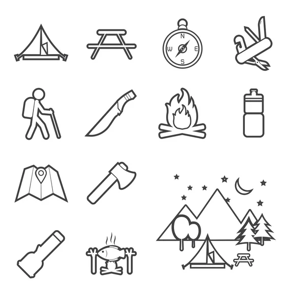 Camping uitrusting pictogram — Stockvector