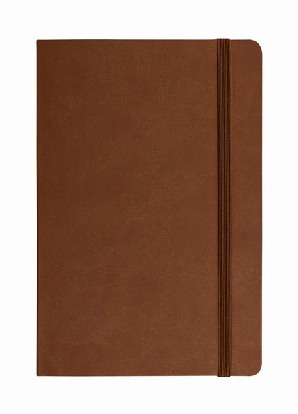 Brun läder anteckningsbok isolerad på vit bakgrund — Stockfoto