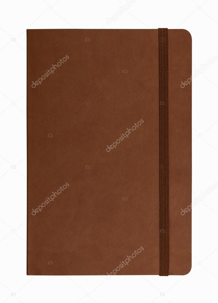 brown leather notebook isolated on white background