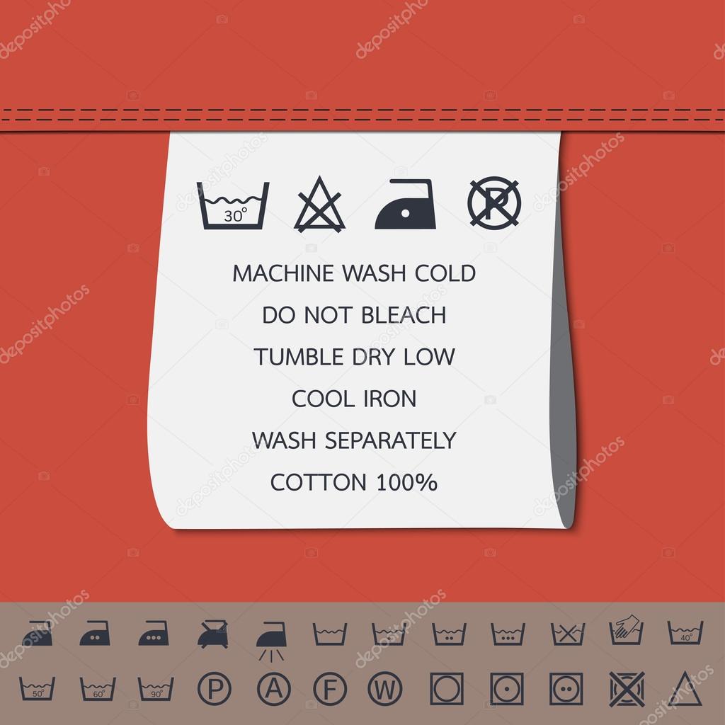 clothing label and washing symbol