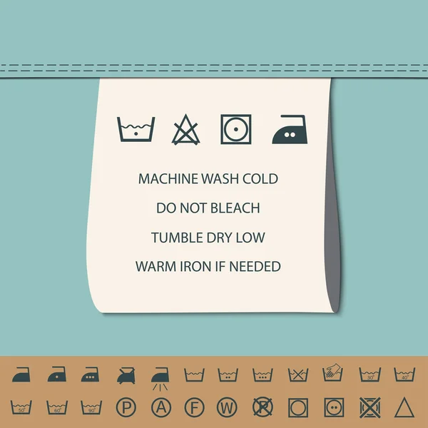 Etiqueta de vestuário e símbolo de lavagem — Vetor de Stock