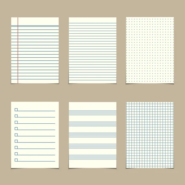 Conjunto de hojas de papel de línea vintage — Vector de stock