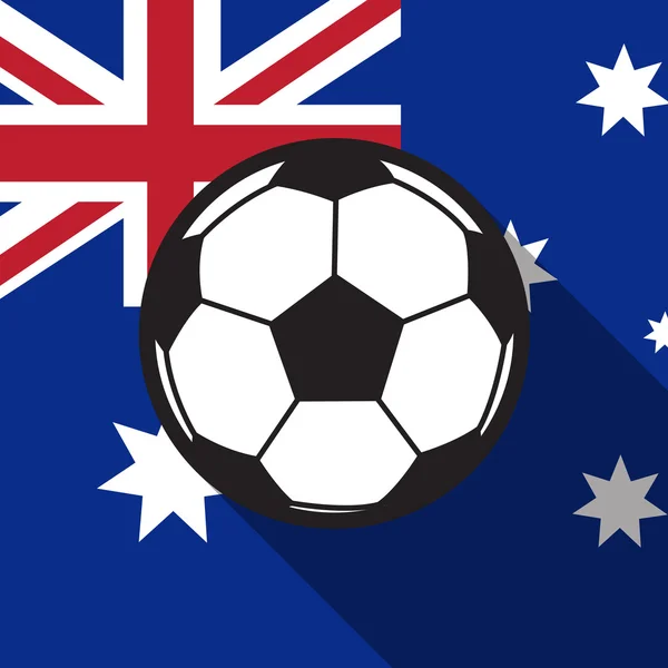 Icono de fútbol con fondo de bandera de Australia, vector de sombra larga — Archivo Imágenes Vectoriales