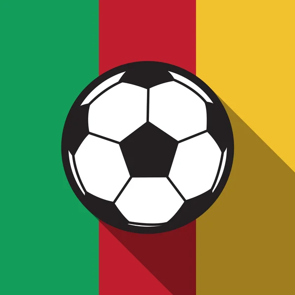 Ícone de futebol com fundo bandeira dos Camarões, vetor de sombra longa —  Vetores de Stock