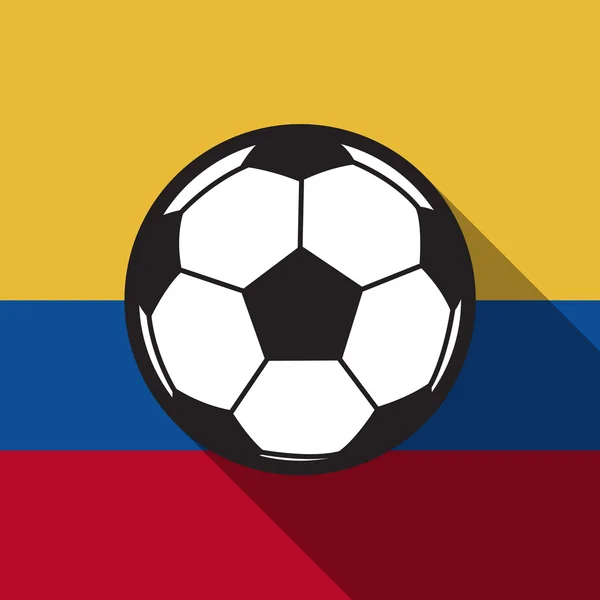 Kolombiya bayrak ya da Ekvator futbol simgesiyle bayrak arka plan, lo — Stok Vektör