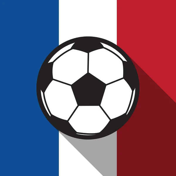 サッカー フランス国旗背景に、長い影ベクトル アイコン — ストックベクタ