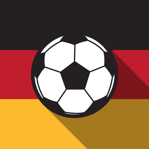 Fotbalová ikona s Německo vlajky pozadím, dlouhý stín vektor — Stockový vektor