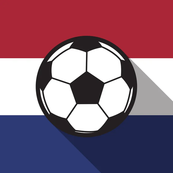 Fußball-Ikone mit niederländischem Flaggenhintergrund, langer Schatten-Vecto — Stockvektor