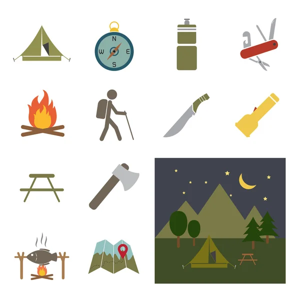 Camping equipment icon — Stock Vector