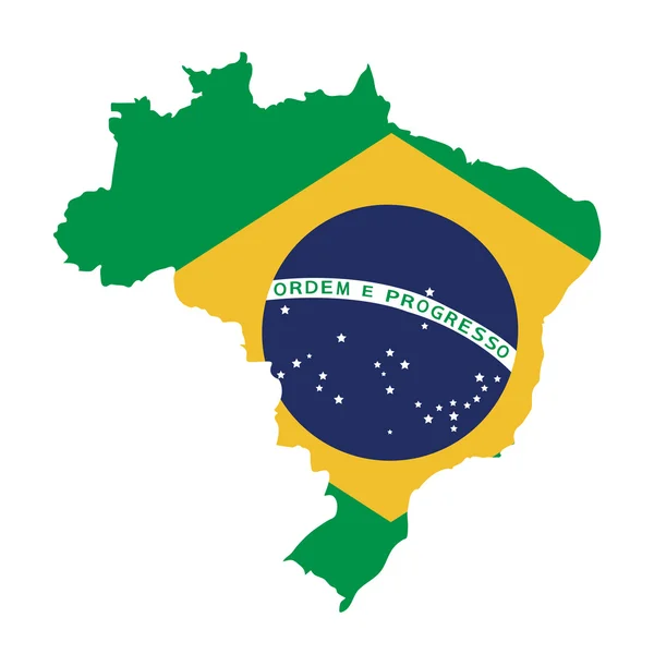 Brazilië kaart op Brazilië vlag vector — Stockvector