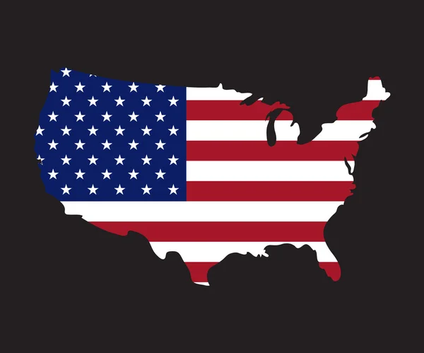 Usa carte sur le drapeau américain, vecteur — Image vectorielle