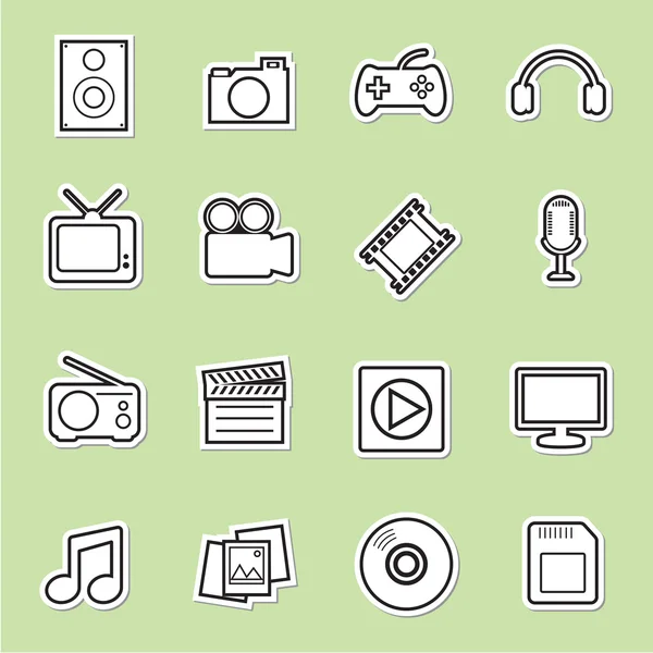 Conjunto de icono multimedia — Archivo Imágenes Vectoriales