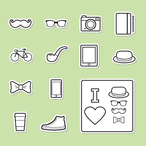 Set of hipster icon — Stock Vector