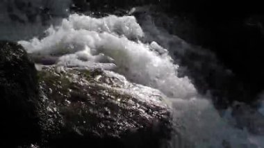 hızla akan su kenarında bir şelale