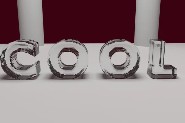3D illustratie van het Engelse woord "Cool" in brieven van ijs — Stockfoto