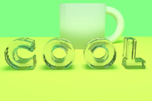La palabra en inglés "COOL" in letters of ice - 3D rendering — Foto de Stock