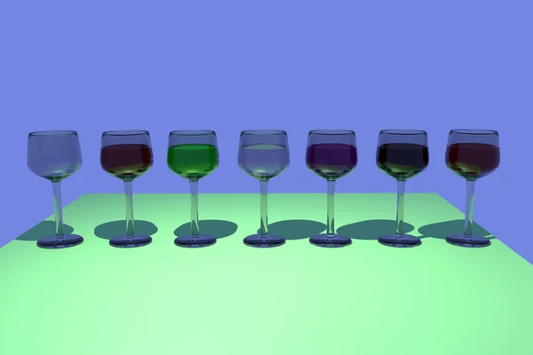 3D візуалізація деяких келихів вина — стокове фото