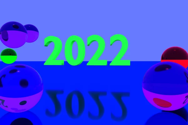 反射面と 2022 年にカラフルなガラス球の 3 d レンダリング — ストック写真
