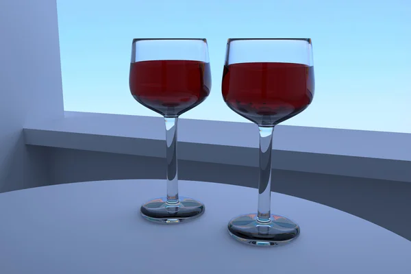 3D візуалізація келихів на столі в сонячний день — стокове фото