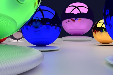 bir derleme parlak top 3D render