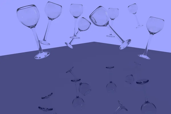 Bicchieri di vino vuoti in caduta libera — Foto Stock