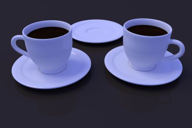 Beyaz kahve fincan ile fincan tabağı 3D render