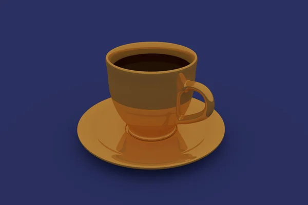 Taza de café dorado con platillo — Foto de Stock