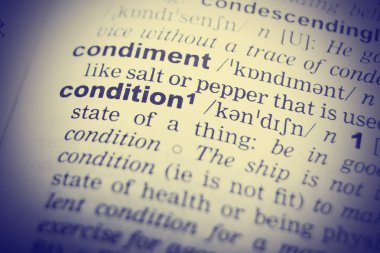 Koşul Word tanımı sözlük içinde. Tonlu görüntü.