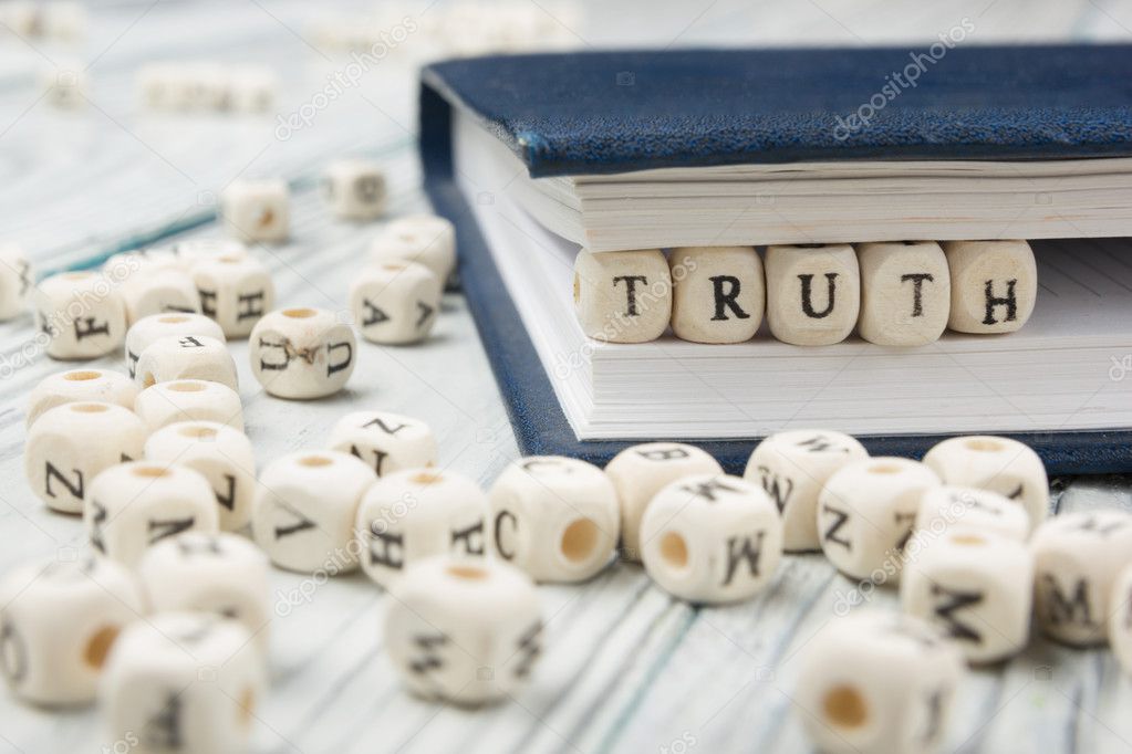 truth word background on wood blocks. Wooden Abc