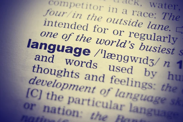 Sprachwörterbuch Definition einzelnes Wort mit weichem Fokus — Stockfoto