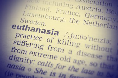 Definition of word euthanasia in dictionary clipart