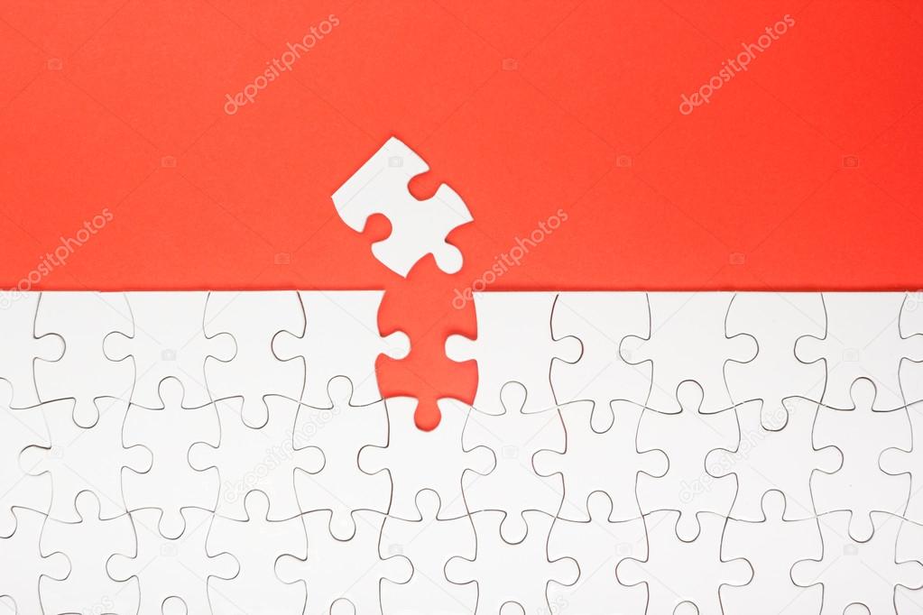 Missing jigsaw puzzle pieces. Business concept. Compliting final task