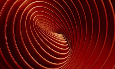 Kırmızı girdap deseni. Soyut geometrik ve geri 3D illüstrasyon