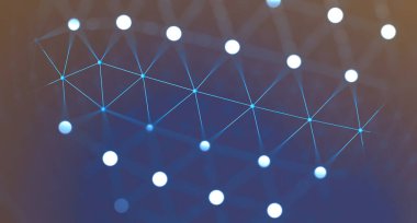 Teknoloji ve bilimin soyut arkaplanı. Çizgiler ve geometrik şekillerle ağ ya da ağ. Ayrıntılı 3D illüstrasyon