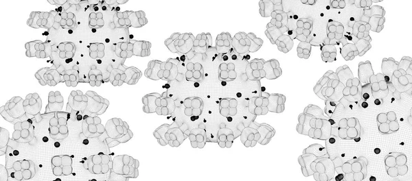 Illustration Von Infektiösen Viren Und Bakterien Drahtgestell Stil Coronavirus Covid — Stockfoto