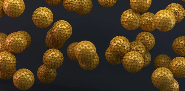 Abstracte Achtergrond Met Oranje Ballen Geometrische Vormen Donkere Ruimte Wetenschap — Stockfoto